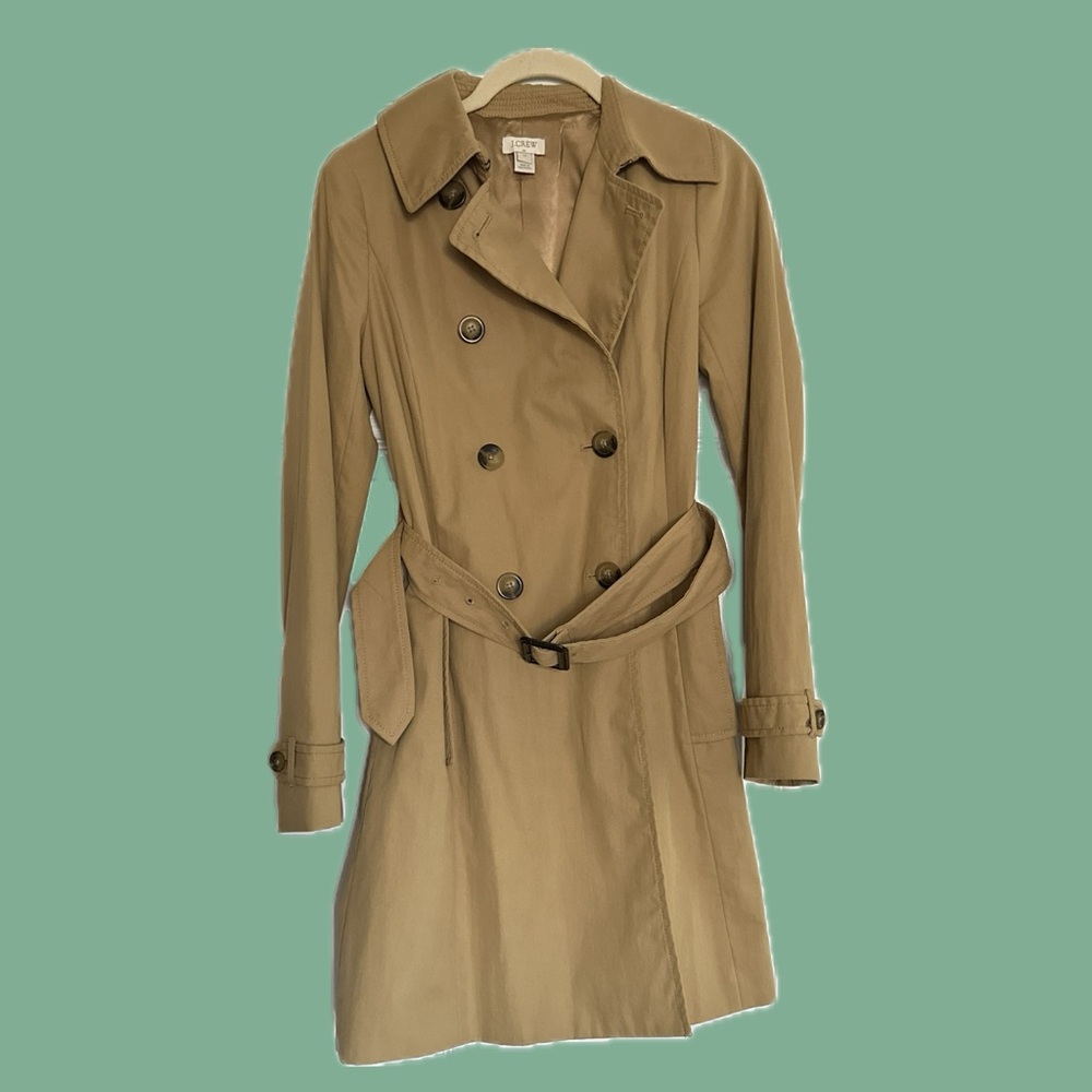 Jcrew Camel Trench Coat French style capsule wardrobe